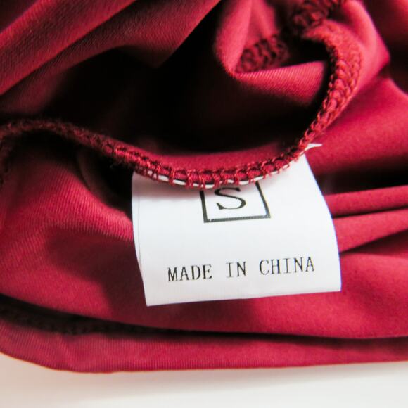 Shein One Shoulder Maroon Scrunch Ruched Tie Front Tank Top Crop Top Small - Picture 3 of 4